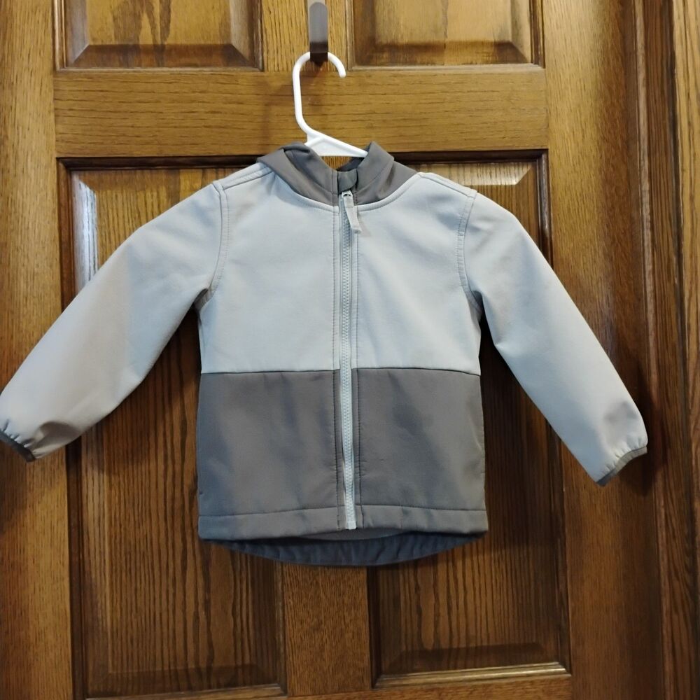 3T Cat & Jack Toddler Boys Full Zip Two-tone Gray Softshell Hooded Jacket